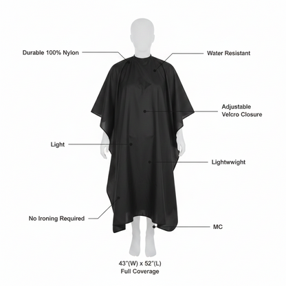 Annie Cutting Cape Velcro Closure, 1 Count, Black