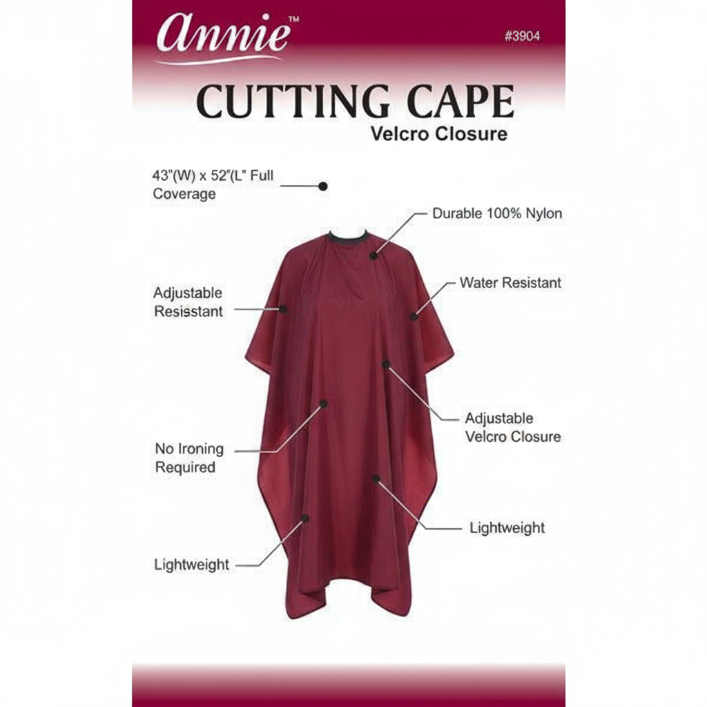 Capa de corte Annie con cierre de velcro, 1 unidad, Borgoña