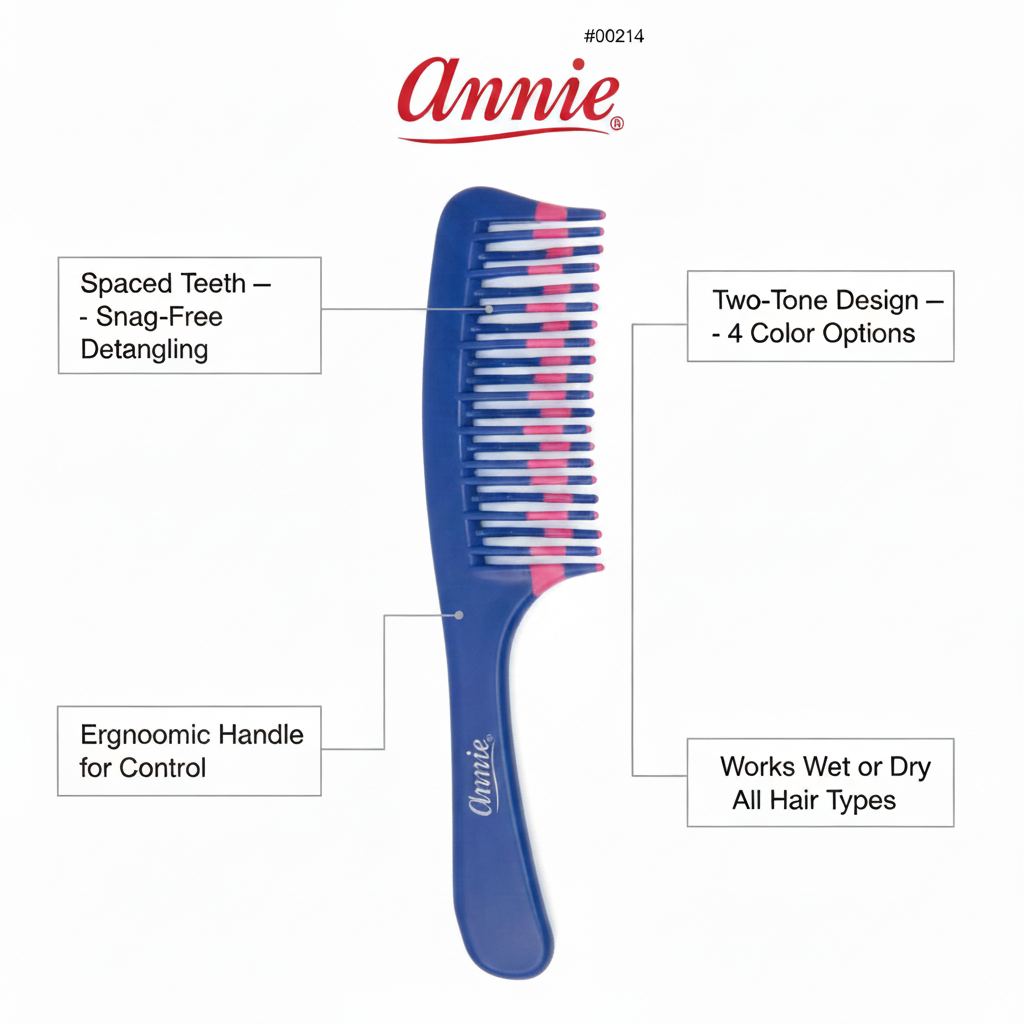 Peine desenredante bicolor Annie, 1 unidad, color surtido