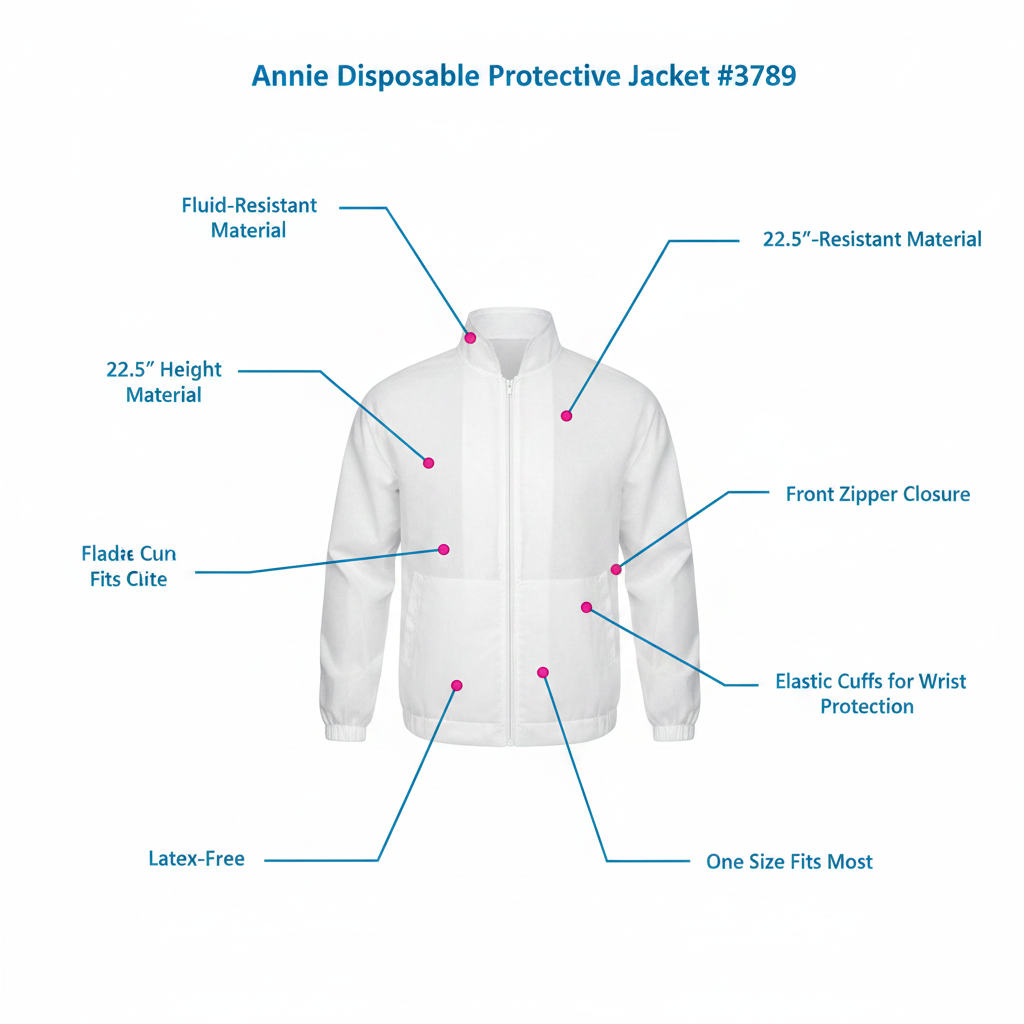 Chaqueta Protectora Desechable Annie con Cremallera, 1 Unidad, Blanca