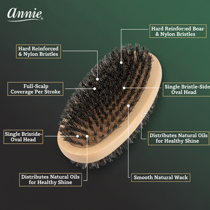 Annie Easy Style Hard Military Brush Boar & Nylon Bristle, 1 Count, Light Brown