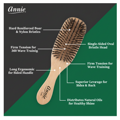 Annie Easy Style Hard Wave Brush Boar & Nylon Bristle, 1 Count, Light Brown