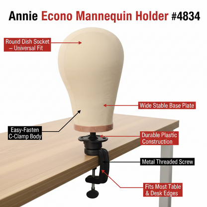Soporte Annie Econo para cabeza de maniquí, 1 unidad, Negro