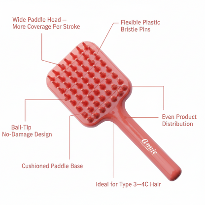 Annie Effortless Detangler Paddle Brush, 1 Count, Orange