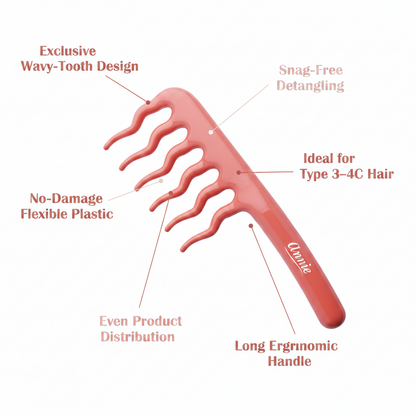 Annie Effortless Detangler Wavy Comb, 1 Count, Orange