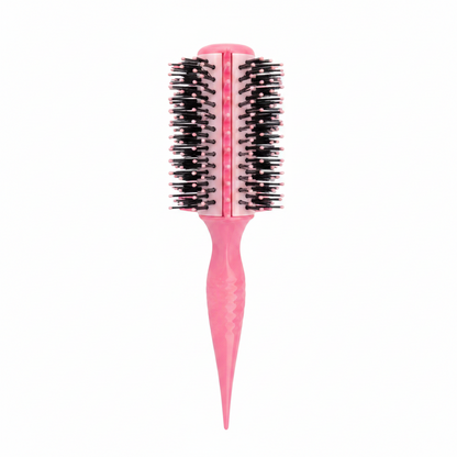 Pink styling brush with extra thick black bristles and pointed tail handle designed for easy sectioning and defining textured, natural hair by Annie International.
