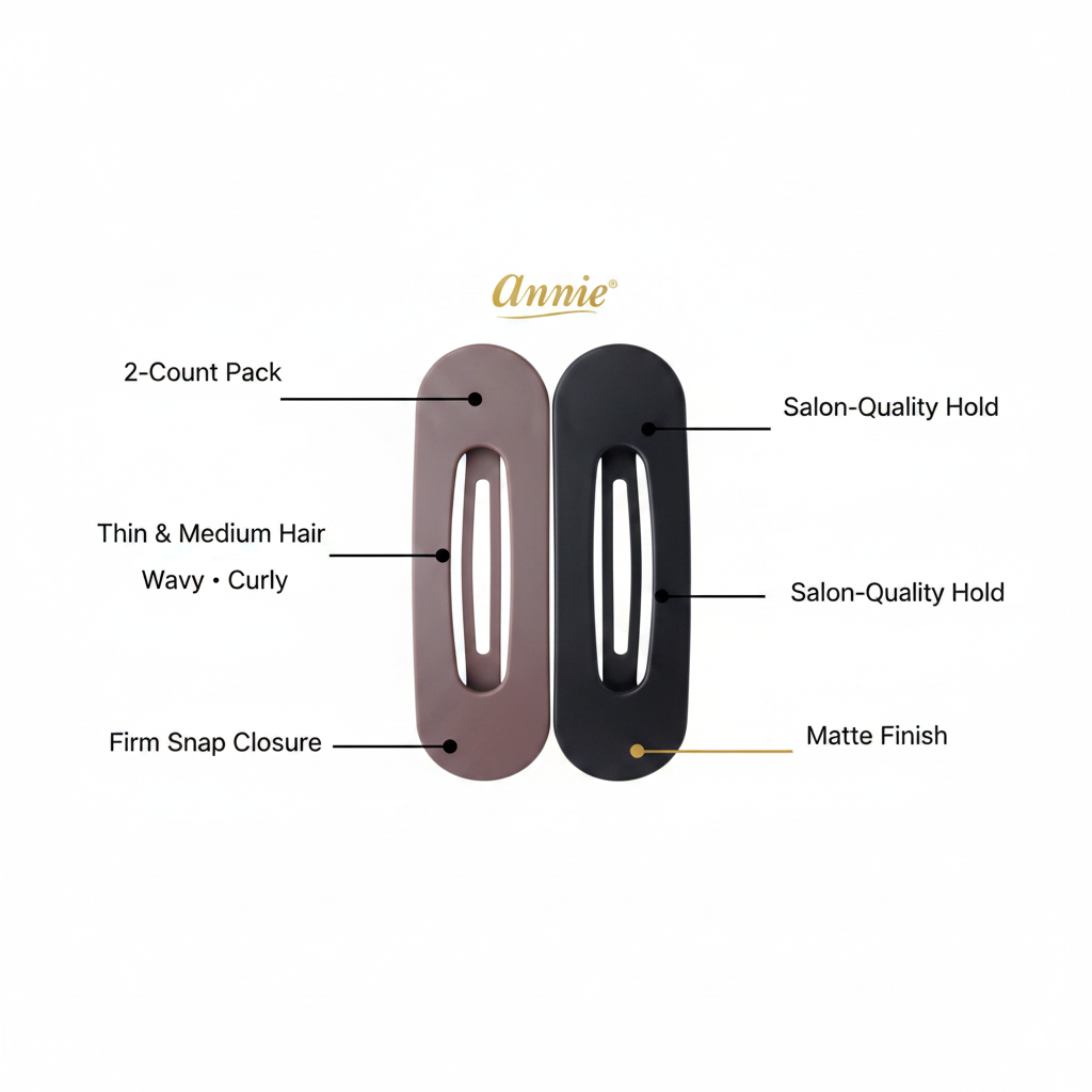 Annie Flat Lay Claw Clip 10cm, 2 Count, Black / Brown