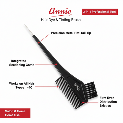Annie Hair Dye & Tinting Brush With Comb And Metal Tip, 1 Count, Black