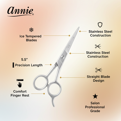 Tijeras de pelo de acero inoxidable templado Annie Ice de 5,5 pulgadas