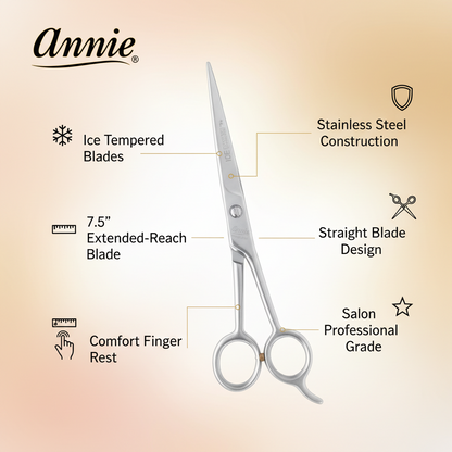 Annie Ice Tempered Stainless Steel Hair Shears 7.5 Inch, 1 Count, Silver