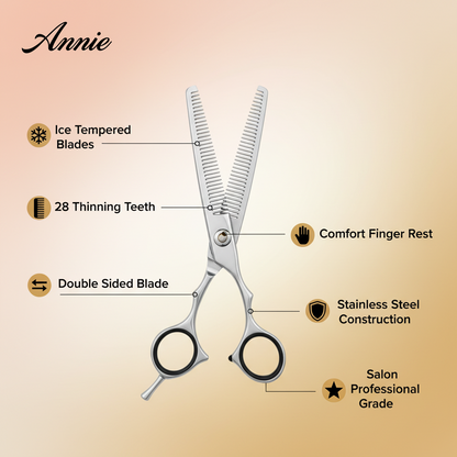 Annie Ice Tempered Stainless Steel Hair Thinning Shears 7 Inch, 1 Count, Silver