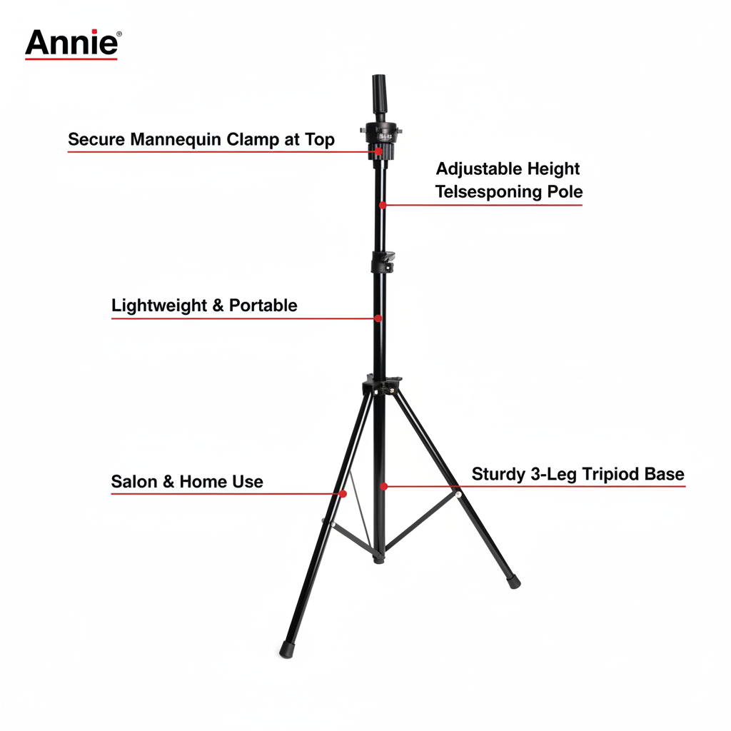 Trípode de maniquí básico Annie, 1 unidad, negro