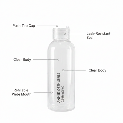 Ozen Push Top Travel Bottle 2.5 oz, 1 Count, Clear
