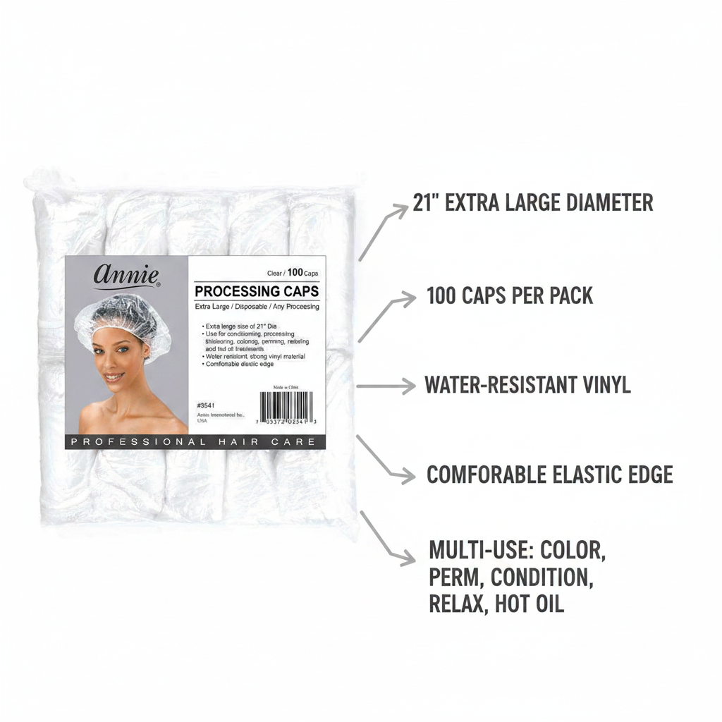Annie Processing Caps X-Large, 100 Count, Clear