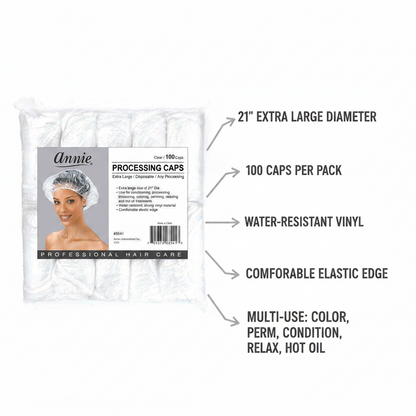 Annie Processing Caps X-Large, 100 Count, Clear