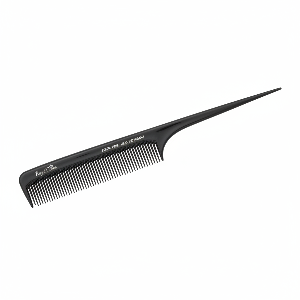Annie Royal Crown Carbon Pro Rat Tail Comb, 8.5", 1 Count, Black