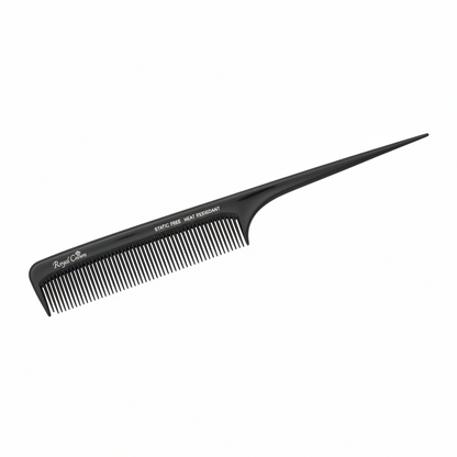 Annie Royal Crown Carbon Pro Rat Tail Comb, 8.5", 1 Count, Black