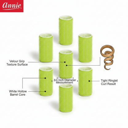 Annie Self-Gripping Hair Rollers 3/4 Inch, 6 Count, Green