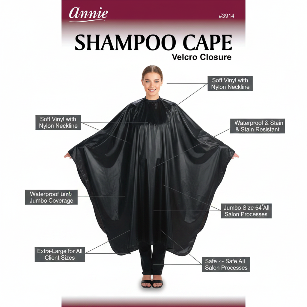 Annie Capa de champú tamaño jumbo, 1 unidad, Negro