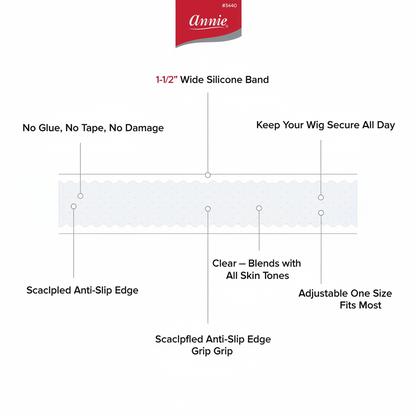 Annie Silicone Wig Grip Head Band 1 1/2 Inch, 1 Count, Clear