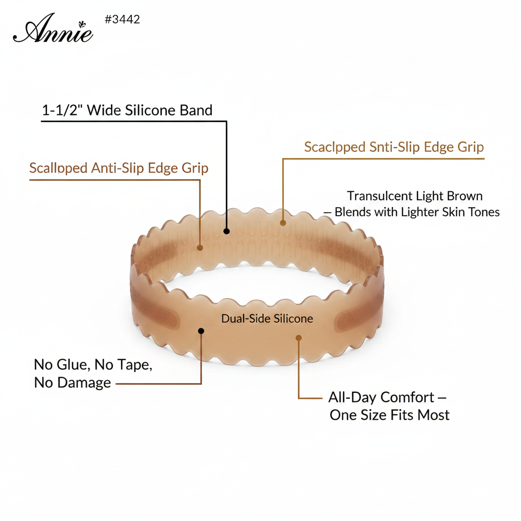 Annie Silicone Wig Grip Head Band, 1 Count, Light Brown