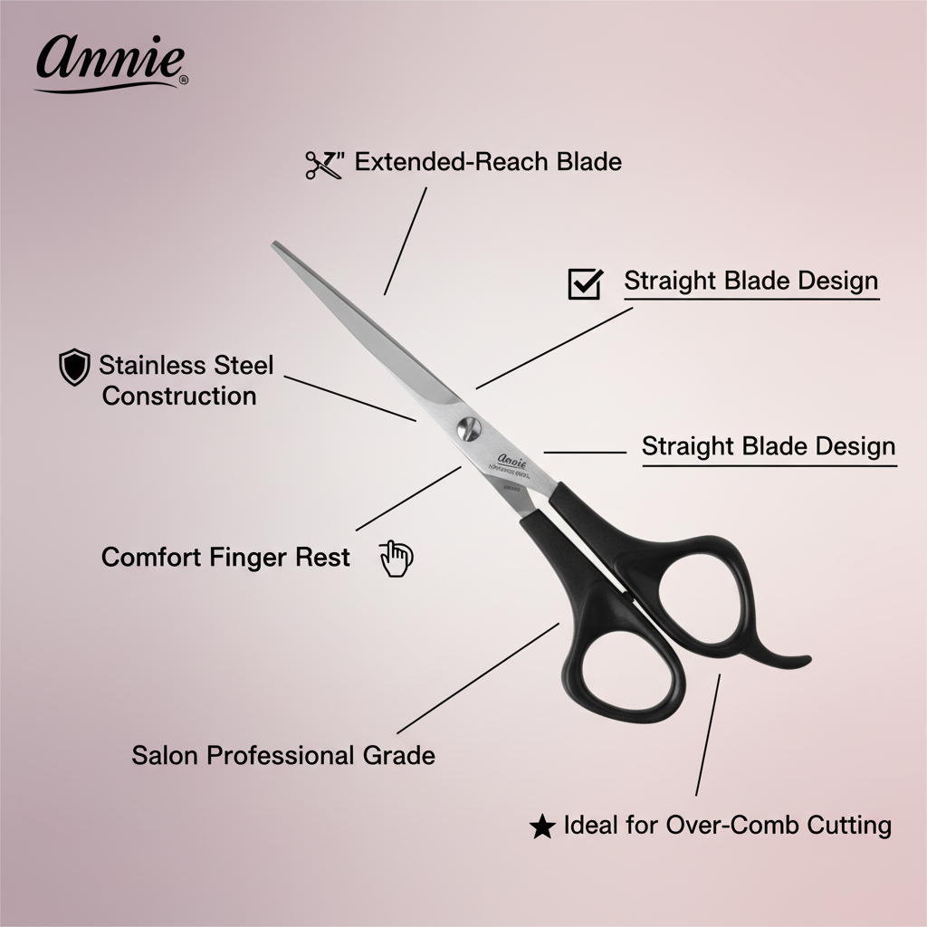 Annie Stainless Steel Hair Shears 7 Inch, 1 Count, Black