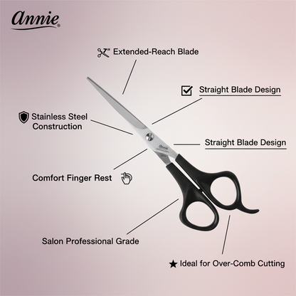 Annie Stainless Steel Hair Shears 7 Inch, 1 Count, Black