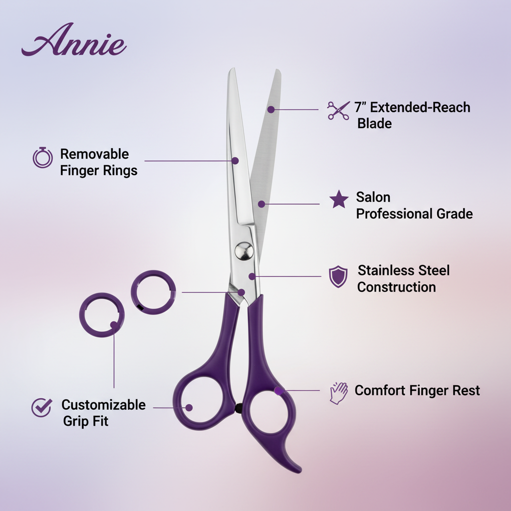 Annie 프로페셔널 스테인레스 헤어 가위 7인치 퍼플
