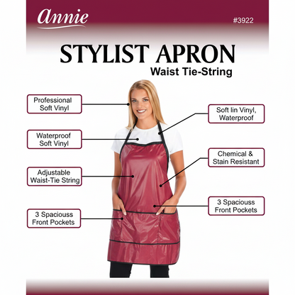 Annie Stylist Apron Waist-Tie String, 1 Count, Burgundy