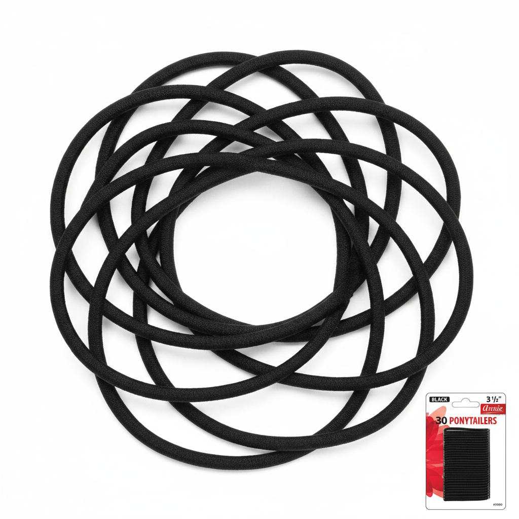 Annie Thin Ponytailers 3 1/2 Inch, 30 Count, Black