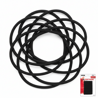 Annie Thin Ponytailers 3 1/2 Inch, 30 Count, Black