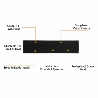 Annie Velcro Wig Band 4.5cm, 1 Count, Black