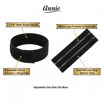 Annie Velcro Wig Band Silicone Grip 3cm, 1 Count, Black