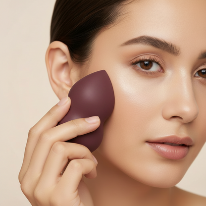Almine 3-In-1 Ergonomic Fingerblend & Silicone Sponge, 1 Count, Burgundy