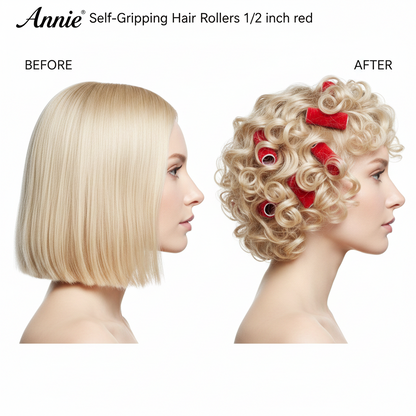 Annie Self-Gripping Hair Rollers 1/2 Inch, 6 Count, Red