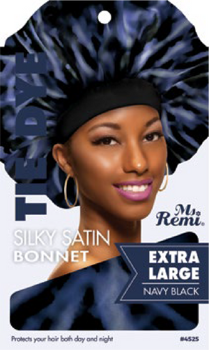 
                  
                    Load image into Gallery viewer, Ms. Remi Silky Satin Tie Dye Bonnet XL Assorted Bonnets Ms. Remi Navy Blue  
                  
                