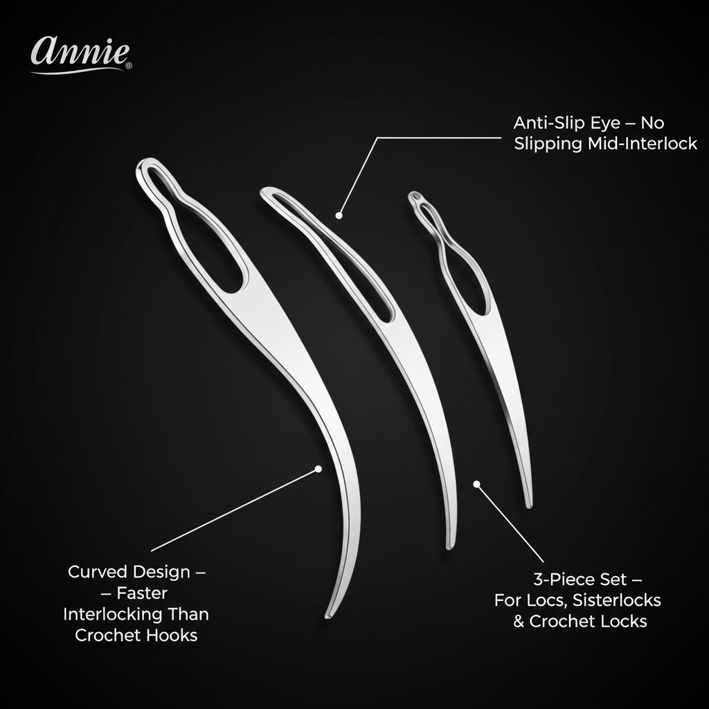 Annie Dreadlock Crochet Interlocking Tool Set 3pc | Locs Essential Annie Dreadlock Crochet Interlocking Tool Set 3pc | Locs Essential