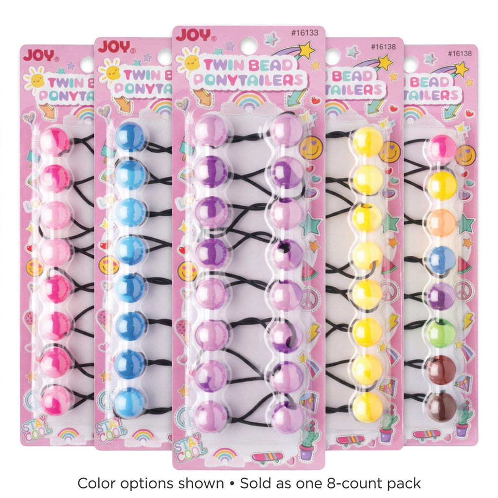 Combined main image showing five Joy Twin Beads Ponytailers color options
