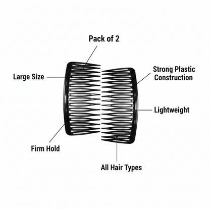 Annie Side Combs Large, 2 Count, Black