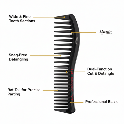 Annie Cut & Detangle Comb, 1 Count, Black