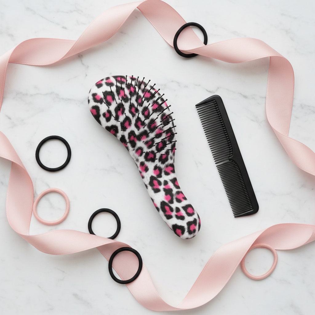 Annie Curved Handled Grip Detangler Brush, 1 Count, Cheetah