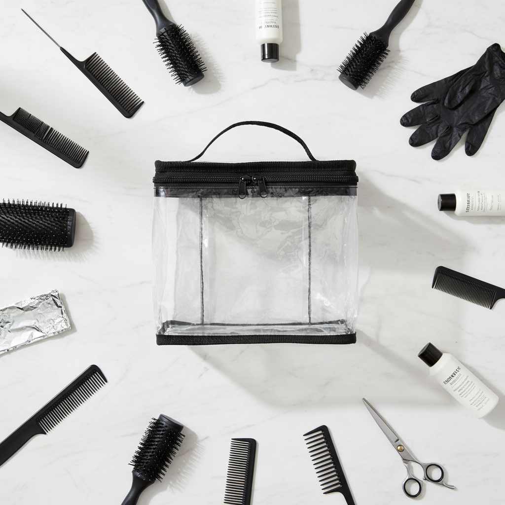 Annie Clear Train Stylist Bag with Handle, 1 Count, Transparent