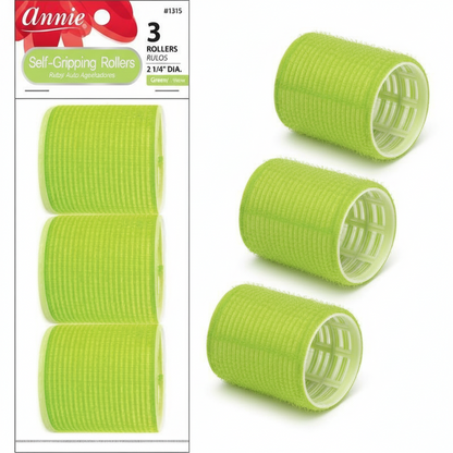 Annie Self-Gripping Rollers 2 1/4 Inch, 3 Count, Green