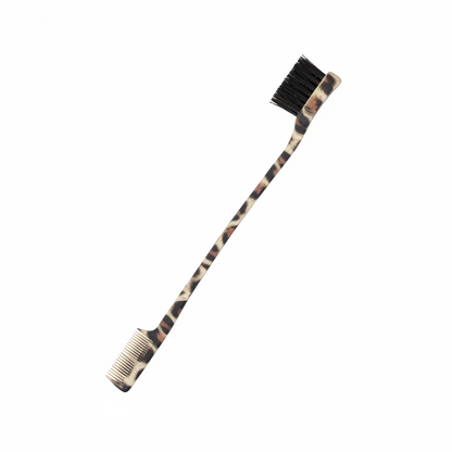 Joy Double-Sided Edge Brush and Comb, 1 Count, Assorted Animal Patterns featuring a sleek handle with animal print, designed for precise edge styling and hair grooming.