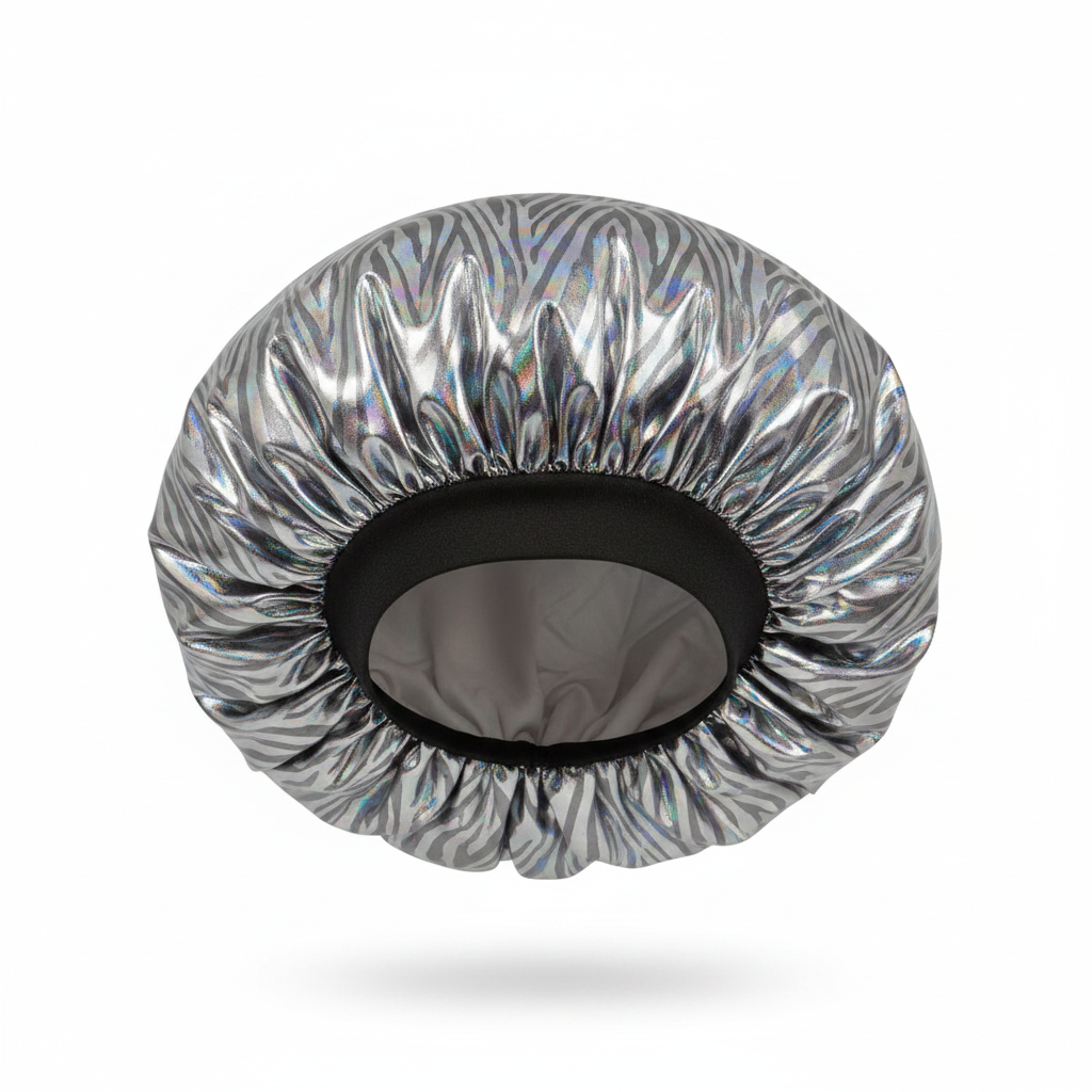 Gorro de satén sedoso Ms. Remi Vivid extra grande, 1 unidad, cebra platino