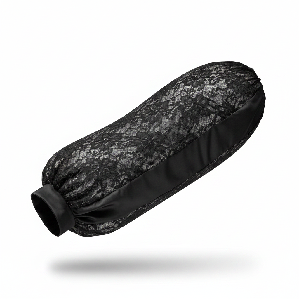 Gorro trenzado de satén sedoso ultragrande Ms. Remi Lingerie, 1 unidad, Negro