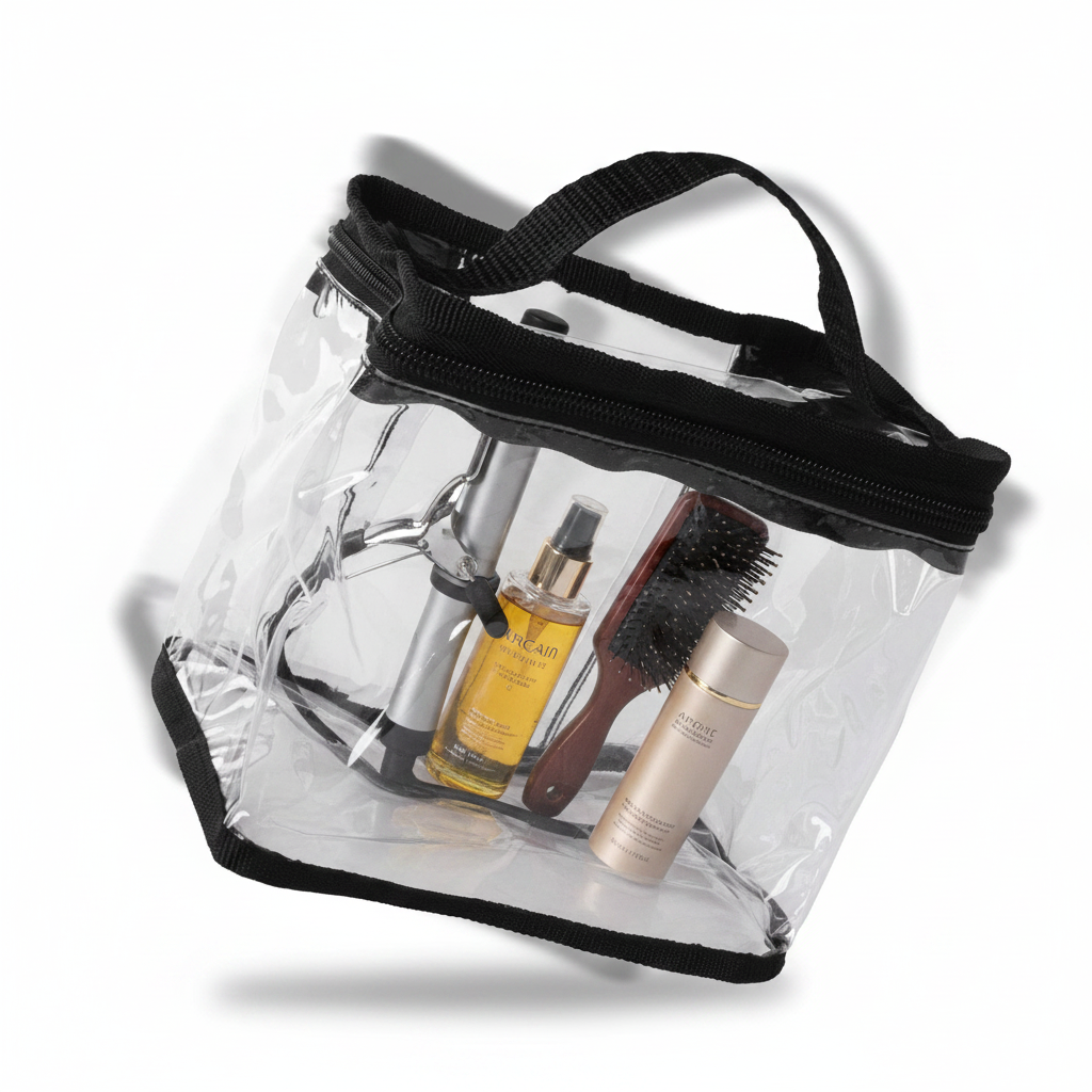 Annie Clear Train Stylist Bag with Handle, 1 Count, Transparent