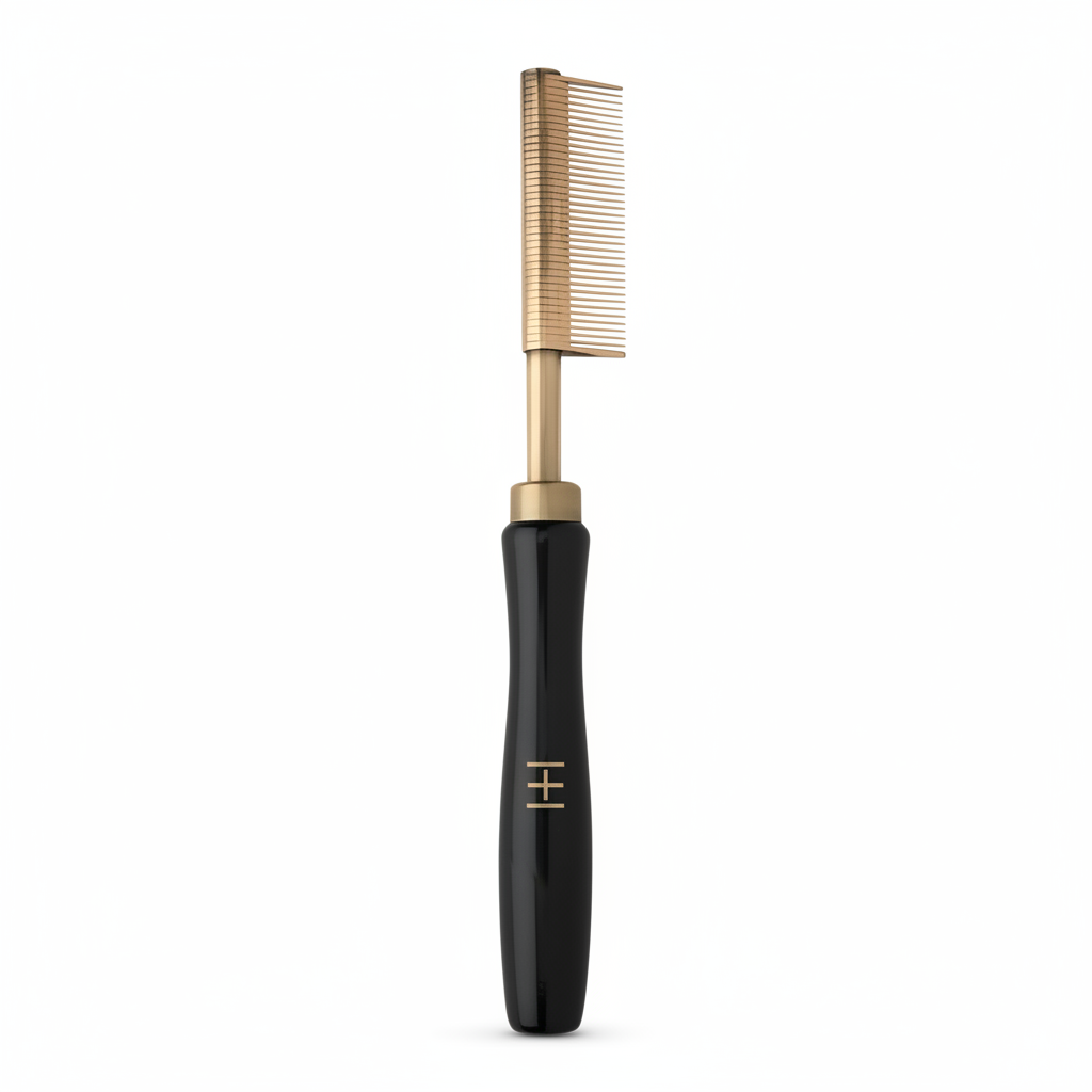 Hot & Hotter Thermal Straightening Comb Fine Teeth Small Temple Copper, 1 Count, Black & Gold