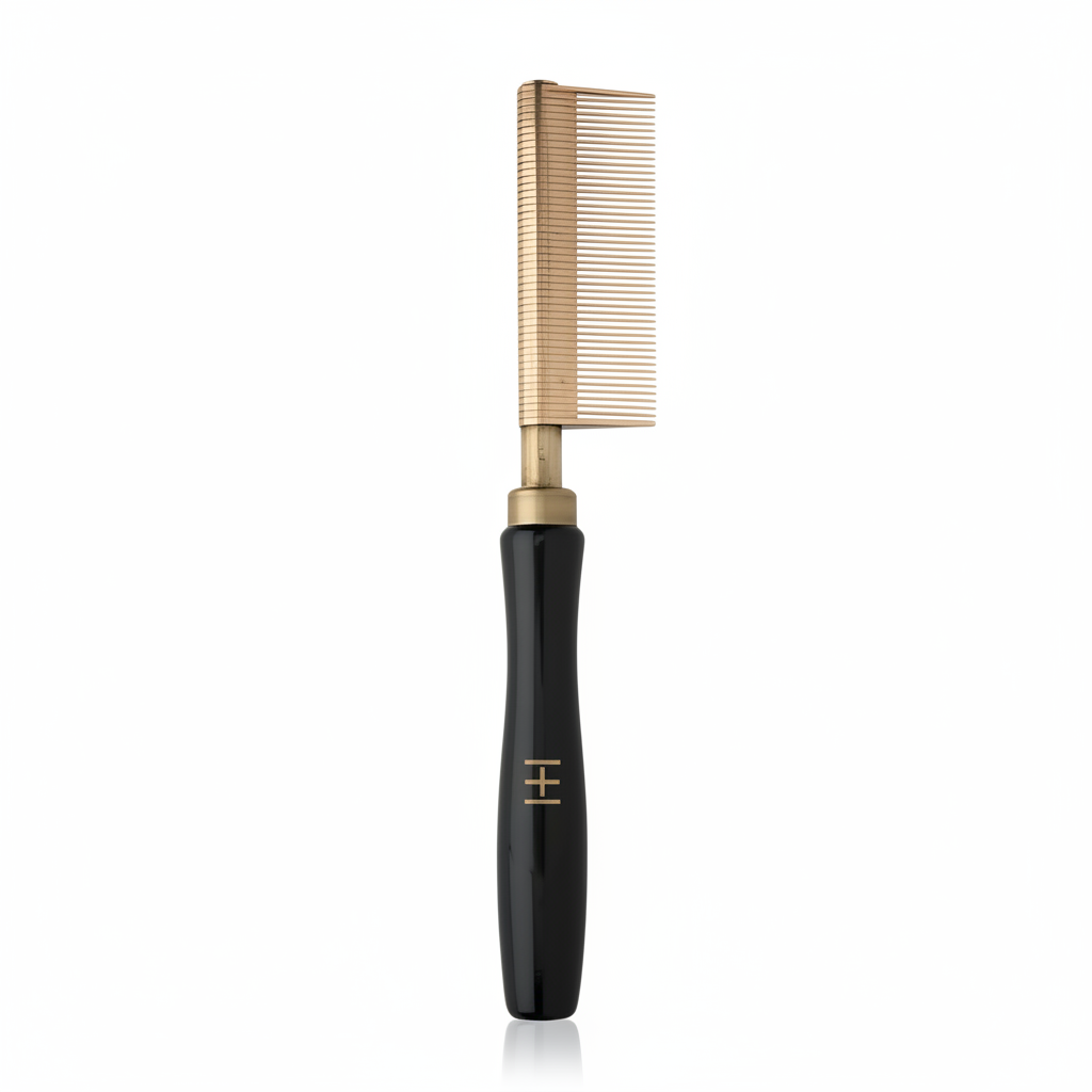 Peine Alisador Térmico Hot & Hotter Dientes Finos Placa de Cobre, 1 Unidad, Negro y Dorado