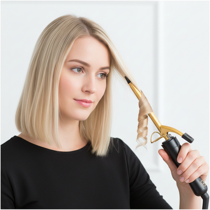 Rizador Eléctrico de Cerámica Dorada Hot & Hotter de 1/4 pulg, 1 Rizador de Pelo, Dorado y Negro